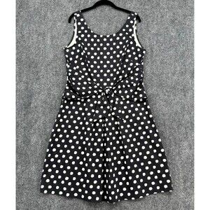 American Living Polka Dot Sleeveless FIt and Flare Midi Dress Scoop Neck Large